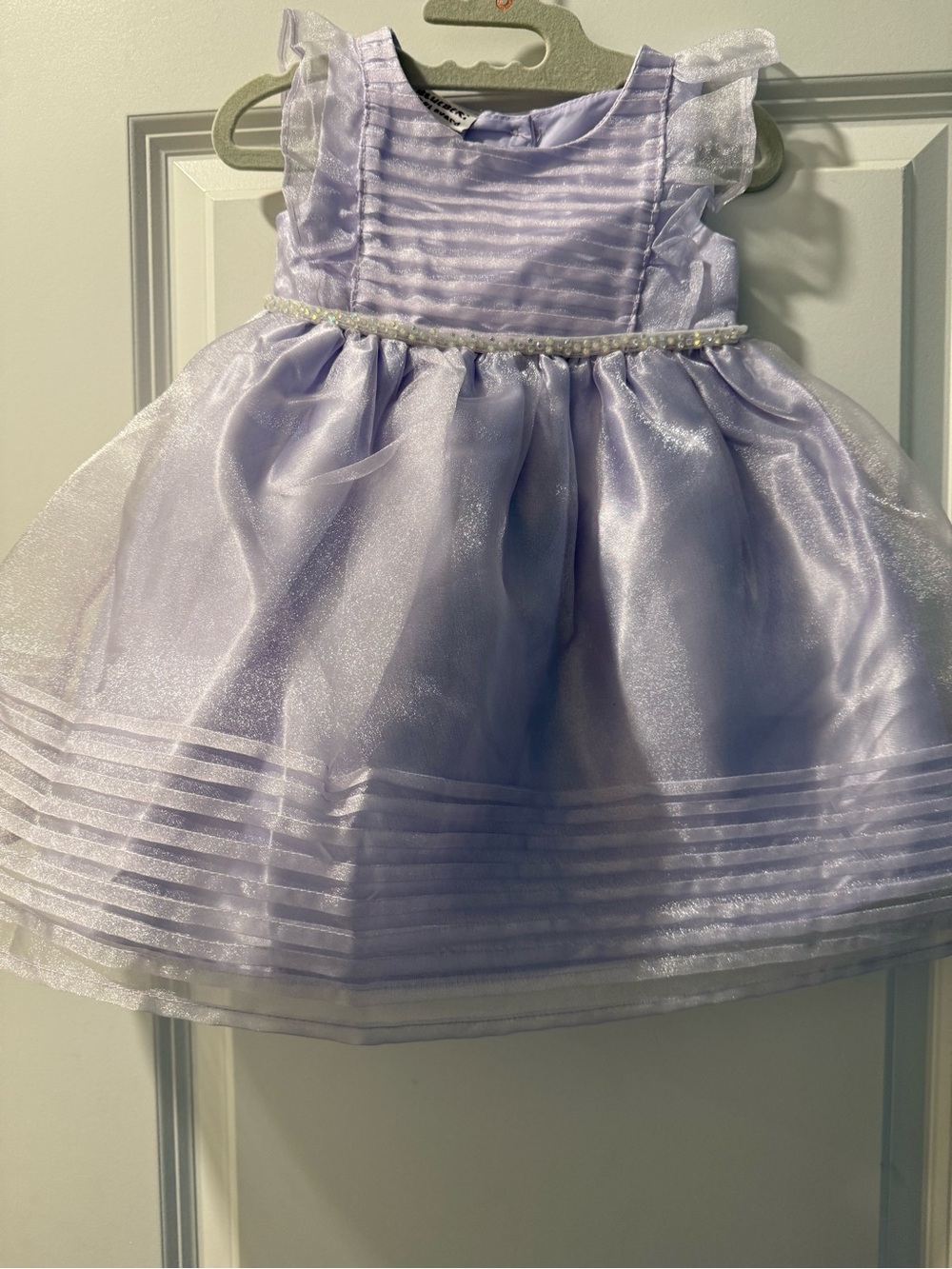 Blueberi Boulevard Lilac Organza Pearl-Trim Dress